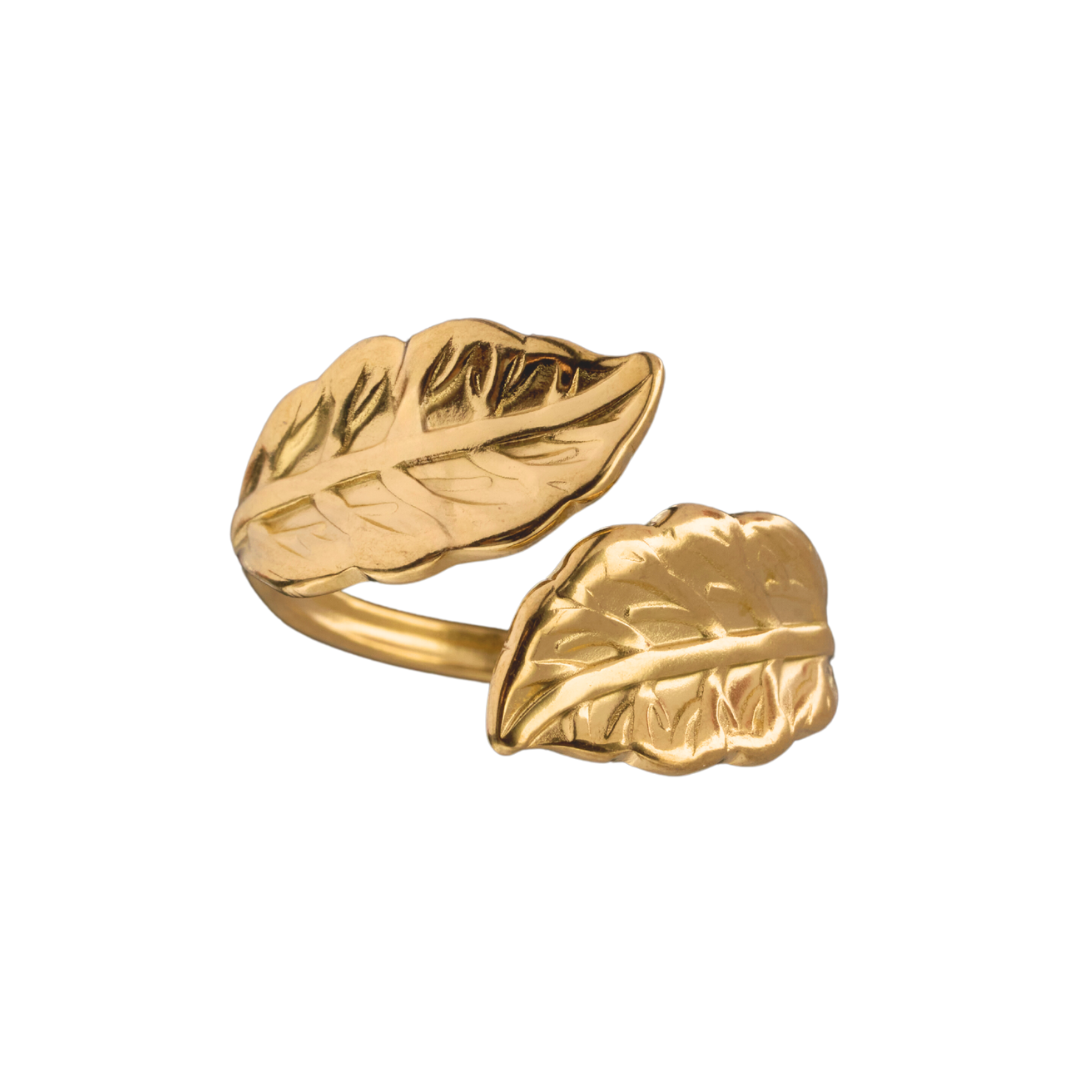 Twin Leaf Gold Ring